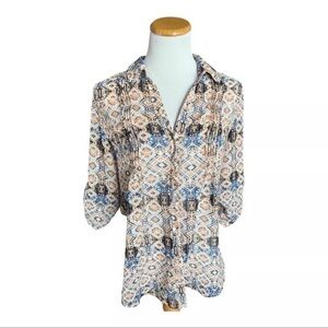 Vintage America Blues‎ Radiant Diamond Print Woman’s Button Down Shirt – Size L